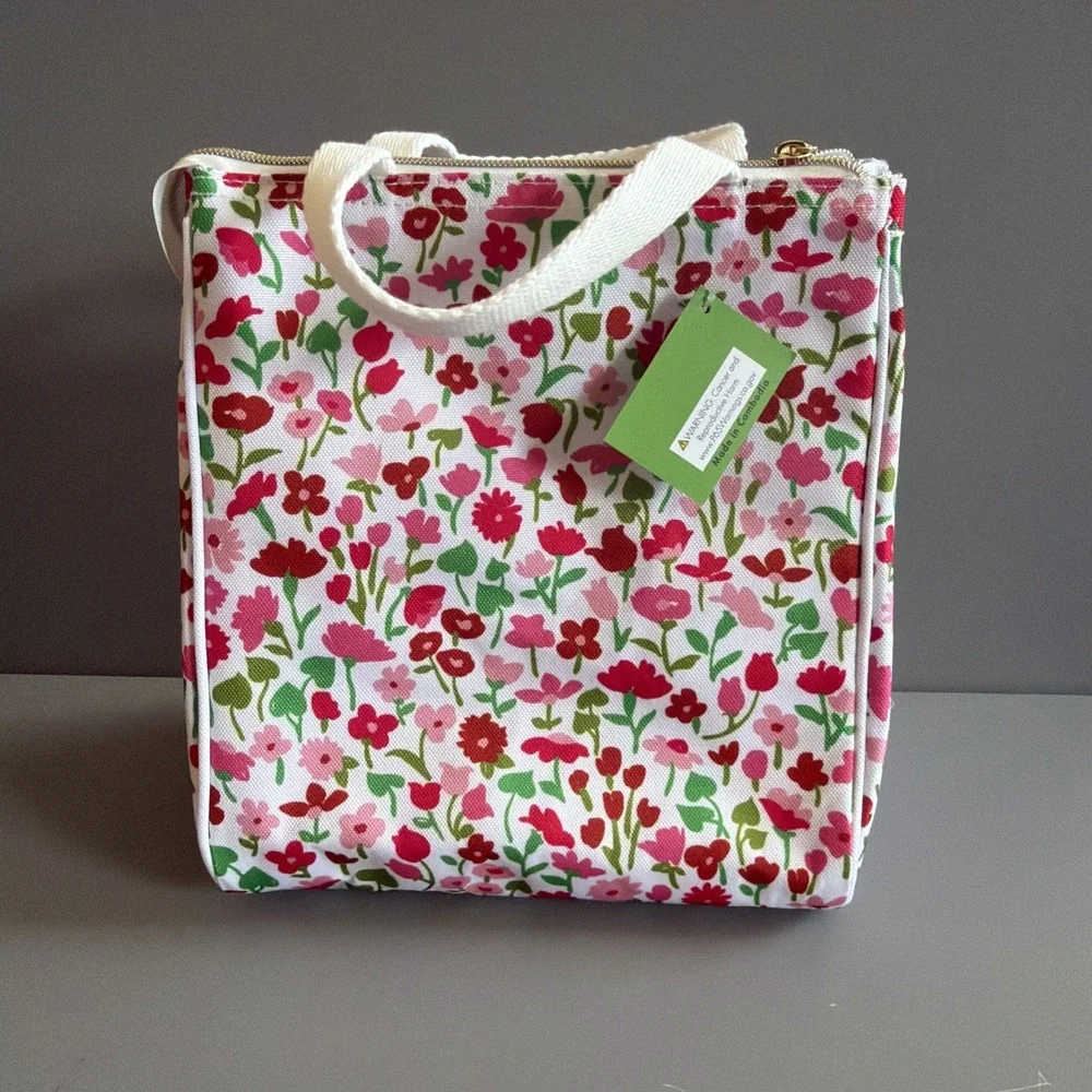 Kate Spade Floral Insulated Lunch Bag- Pink/Red Green New with Tags
